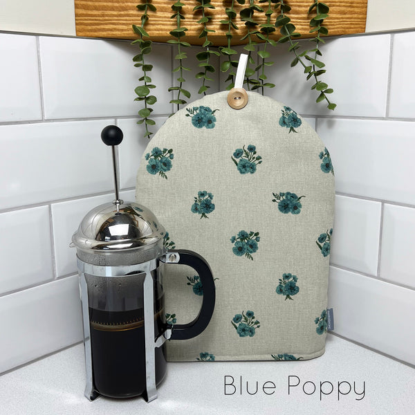 Cafetiere coffee pot cosy cover. Handmade in Sophie Allport Animal print Labrador Retriever Bees Chicken fabric