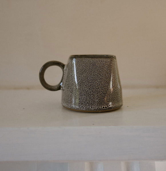 Tawny Brown Reactive Glaze Stoneware Flat White Coffee Mug (Small)