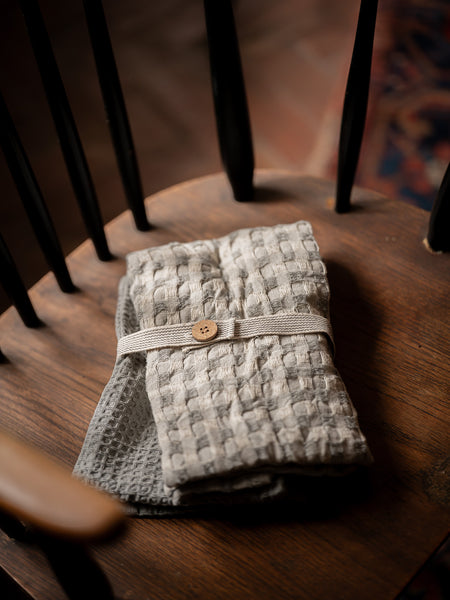 Luxury waffle check Tea Towels – Two Pack – Slate Grey