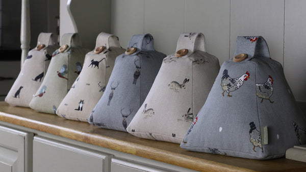 Sophie Allport fabric doorstop Handmade by Harris and Home. Animal print Dog Chicken  Hare fabric