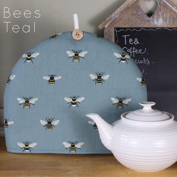 Sophie Allport tea cosy. Handmade in Labrador retriever, bees, robin, owl, pheasant chicken fabrics