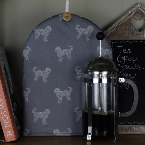 Labradoodle cafetiere coffee cosy. Labradoodle Goldendoodle lover gift.