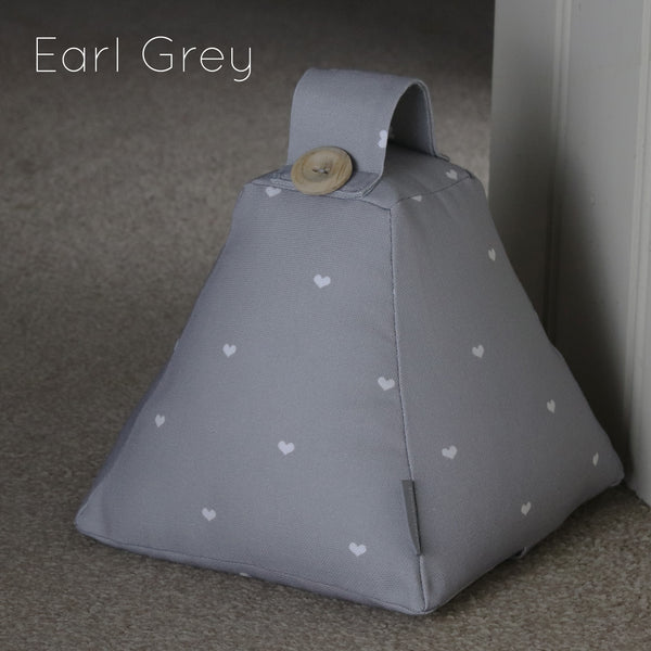 Shabby Chic Doorstopper Door stop Earl Grey Polka Heart Applique